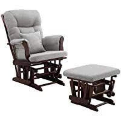 DESCRIPTION: (1) WINDSOR GLIDER AND OTTOMANBRAND/MODEL: ANGEL LINE #61311-49INFORMATION: ESPRESSO WITH GRAY CUSHIONRETAIL$: $200.00&nbsp;QTY: 1