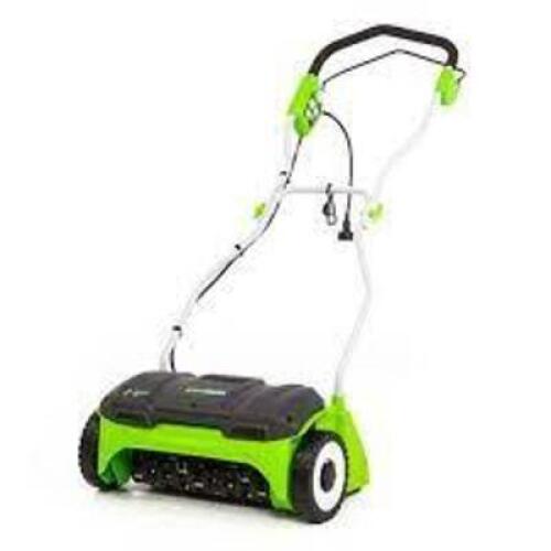 DESCRIPTION: (1) CORDED DETHATCHERBRAND/MODEL: GREENWORKS #DT14B00INFORMATION: GREEN AND BLACKRETAIL$: $120.00&nbsp;SIZE: 14"QTY: 1