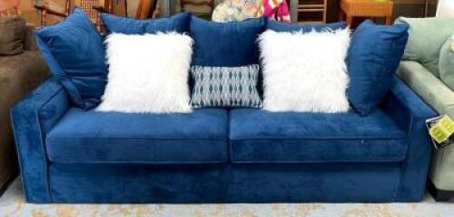 WASHINGTON INDIGO SOFA WITH (3) THROW PILLOWS
