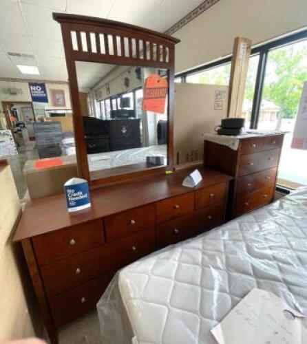 NAME: NEW 4-PIECE BEDROOM FURNITURE SET - DRESSER,MIRROR,HEADBOARD,CHEST