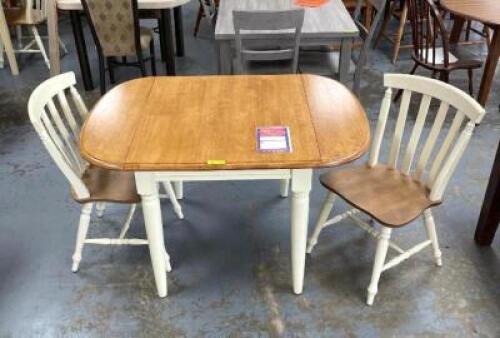 NAME: 3-PIECE TABLE AND CHAIR SET WITH LEAF