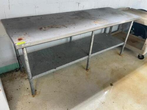 DESCRIPTION: 96" X 30" GALVANIZED TABLE W/ UNDER SHELF. SIZE: 96" X 30" LOCATION: WAREHOUSE QTY: 1