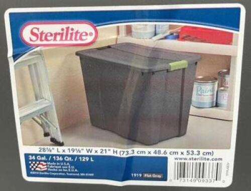 NAME: STERLITE 34 GAL STORAGE CONTAINER WITH LID