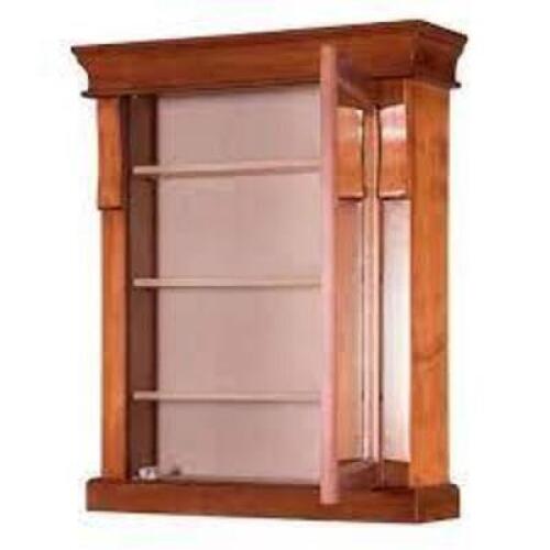 NAME: HOME DECORATORS Naples 25 in. W x 31 in. H x 8 in. D Framed Surface-Mount Bathroom Medicine Cabinet in Warm Cinnamon
