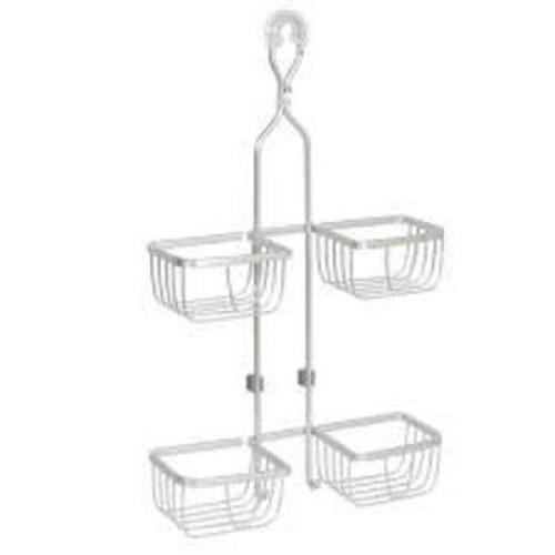 NAME: ZENNA HOME NeverRust Aluminum Over The Shower Hand Held Shower Hose Caddy in Satin Chrome