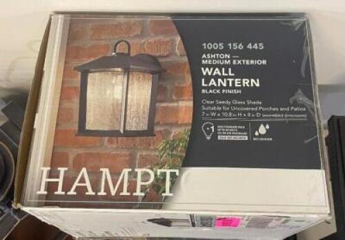 NAME: (2) HAMPTON BAY ASHTON COLLECTION MEDIUM SIZE EXTERIOR WALL LANTERNS