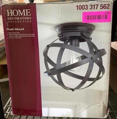 NAME: HOME DEOCRATORS Kerby Rustic 1-Light Satin Bronze Ceiling Light Flush Mount