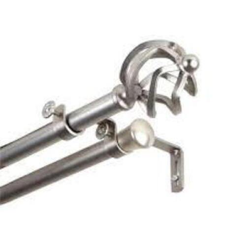 NAME: ROD DESYNE 48 in. - 84 in. Double Curtain Rod in Satin Nickel with Twist Finial