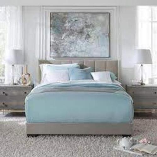 DESCRIPTION: (1) UPHOLSTERED CHANNEL STITCHED BED FRAME SET BRAND/MODEL: LIVING ESSENTIALS #106828-134851 INFORMATION: FAUX VELVET RETAIL$: $2889.00 E