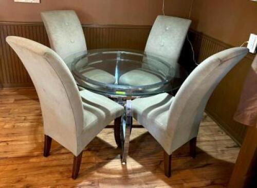 DESCRIPTION: 5PC DINING SET WITH GLASS TABLE SIZE: 48" QTY: 5