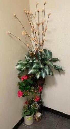 DESCRIPTION: ASSORTED FAUX FOLIAGE AND PLANTERS AS SHOWN QTY: 1