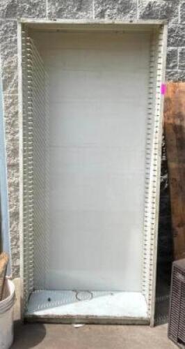 DESCRIPTION: DOUBLE SIDED SHELVING UNIT QTY: 1