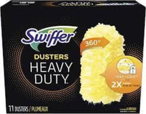 DESCRIPTION: (8) BOXES OF HEAVY DUTY DUSTERS BRAND/MODEL: SWIFFER DUSTER INFORMATION: YELLOW RETAIL$: $13.79 EA SIZE: 360 QTY: 8