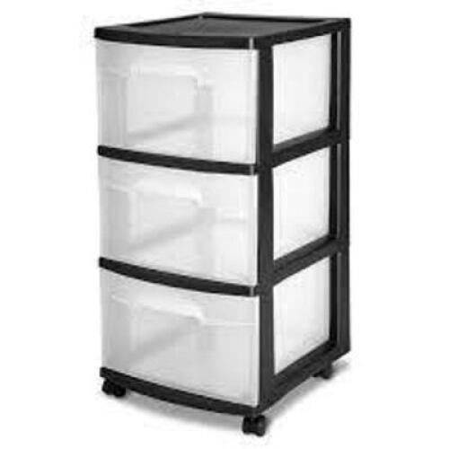 DESCRIPTION: (2) 3 DRAWER CART BRAND/MODEL: STERILITE #2830 INFORMATION: BLACK RETAIL$: $20.00 EA SIZE: 12X14X24 QTY: 2
