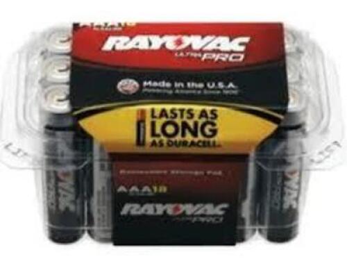 DESCRIPTION: (6) PACKS OF (24) BATTERIES BRAND/MODEL: RAYOVAC RETAIL$: $25.14 EA SIZE: AA QTY: 6