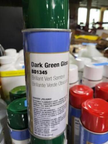 DESCRIPTION: (6) GLOSS SPRAY PAINT BRAND/MODEL: CLASS 3 SOLUTIONS BD1345 INFORMATION: DARK GREEN RETAIL$: $8.48 EA SIZE: 12 OZ QTY: 6