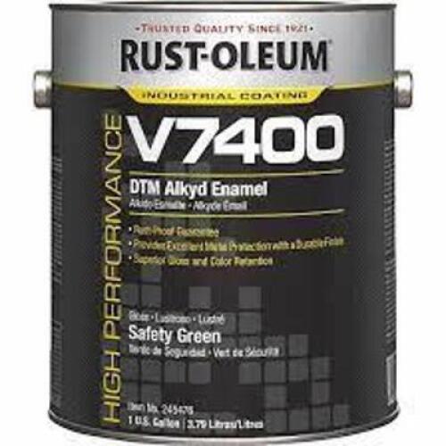 DESCRIPTION: (2) DTM ALKYD ENAMEL BRAND/MODEL: RUST-OLEUM V7400 INFORMATION: SAFETY GREEN RETAIL$: $169.00 EA SIZE: 1 GALLON QTY: 2