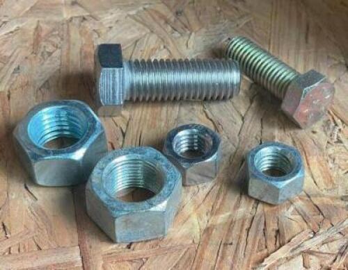(8) - CONTAINERS/BOXES FILLED WITH ASSORTED HEX CAP BOLTS AND NUTS