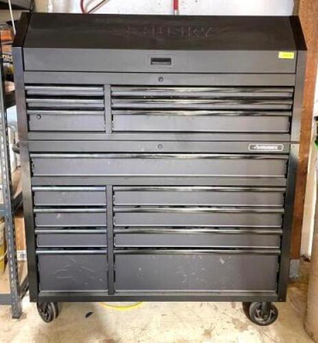 DESCRIPTION: HUSKY 16-COMPARTMENT INDSUTRIAL TOOL CHEST W/ ELECTRICAL OUTLETS ENCLOSED (ON CASTERS) (CONTENTS INCLUDED) SEE PHOTOS BRAND/MODEL: HUSKY