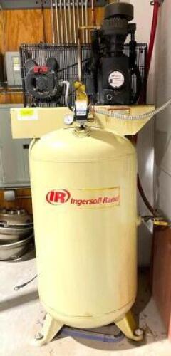 DESCRIPTION: INGERSOLL RAND ELECTRIC AIR COMPRESSOR- 80 GAL TANK BRAND/MODEL: INGERSOLL RAND 16V890 INFORMATION: 7.5 HP, 2 STAGE, VERTICAL, 24 CFM, 23