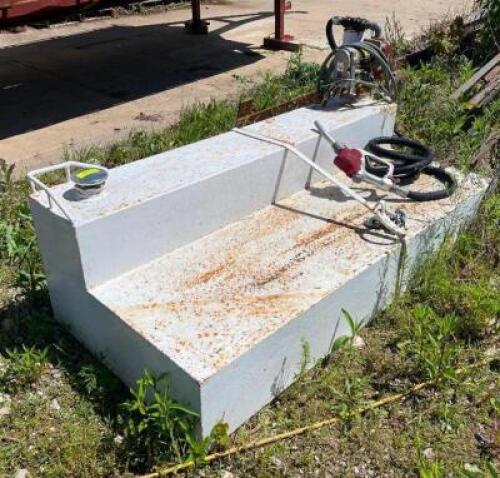 DESCRIPTION: 62" X 30" X 18" REFUEL TANK W/ HAND PUMP LOCATION: BACK LOT QTY: 1