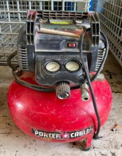 DESCRIPTION: 9 GALLON 150 PSI PORTABLE COMPRESSOR BRAND/MODEL: PORTER CABLE QTY: 1