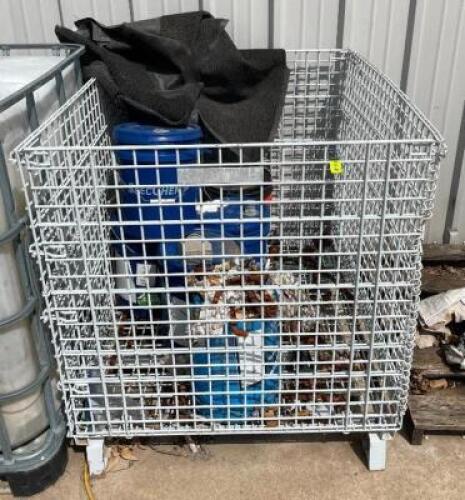 DESCRIPTION: 48" X 40" X 42" METAL WIRE PALLET CRATE W/ CONTENTS INCLUDED LOCATION: BACK LOT QTY: 1