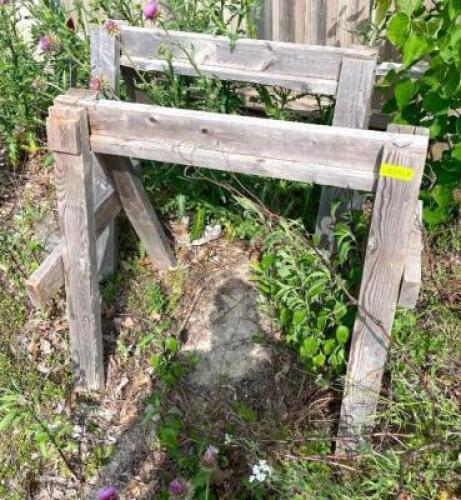 DESCRIPTION: (2) WOODEN SAWHORSES LOCATION: BACK LOT QTY: 2