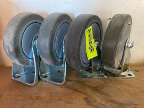 DESCRIPTION: (4) 4" HEAVY DUTY RUBBER CASTER WHEELS. THIS LOT IS: ONE MONEY LOCATION SHOP QTY: 1