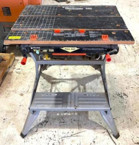 DESCRIPTION: BLACK & DECKER WORKMATE 550 PORTABLE PROJECT CENTER AND VISE BRAND/MODEL: BLACK AND DECKER LOCATION: WAREHOUSE QTY: 1