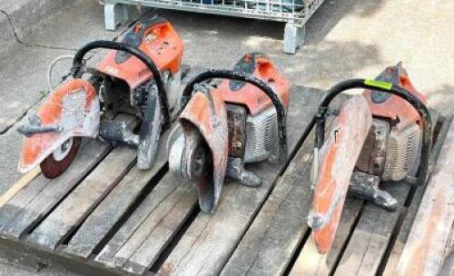 DESCRIPTION: (3) - PC. CEMENT SAW SET - FOR PARTS ADDITIONAL INFORMATION: NOT IN WORKING CONDITION. MAY BE MISSING PARTS. (3) SOLD IN SET / SOLD AS IS