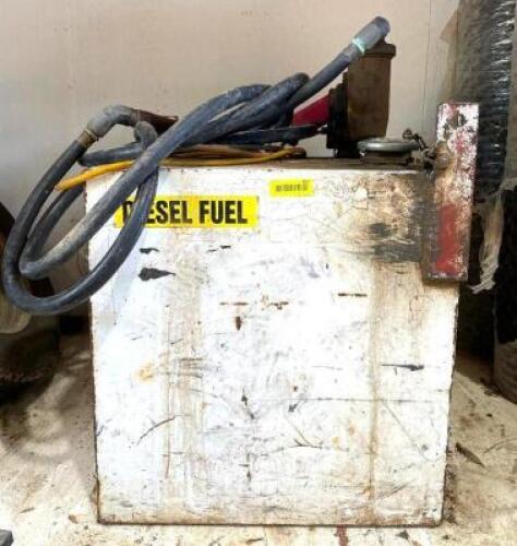 DESCRIPTION: STATIONARY DIESEL FUEL CONTAINER WITH HOSE AND NOZZLE THIS LOT IS: ONE MONEY QTY: 1