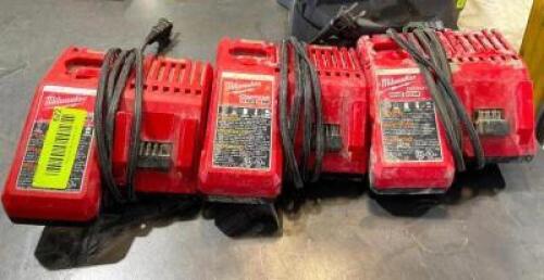 DESCRIPTION: (3) MILWAUKEE M12/M18 BATTERY CHARGER BRAND/MODEL: MILWAUKEE LOCATION: WAREHOUSE QTY: 3