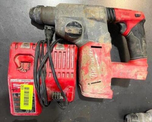 DESCRIPTION: MILWAUKEE 1" SDS PLUS ROTARY HAMMER W/ CHARGER (NO BATTERY) BRAND/MODEL: MILWAUKEE LOCATION: WAREHOUSE QTY: 1