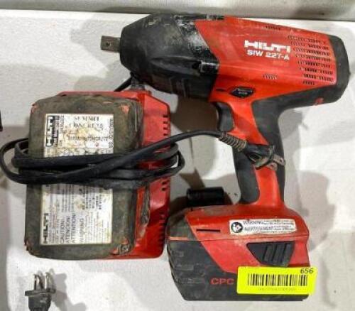DESCRIPTION: HILTI 22-VOLT LITHIUM-ION CORDLESS 1/2" IMPACT WRENCH W/ (2) BATTERIES & CHARGER BRAND/MODEL: HILTI SIW 22T-A LOCATION: WAREHOUSE QTY: 1