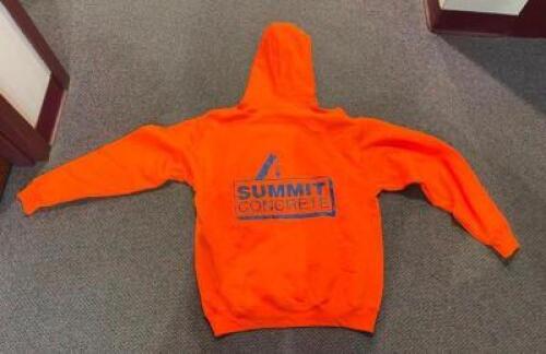 DESCRIPTION: (8) LARGE ORANGE LOGO HOODIES QTY: 8