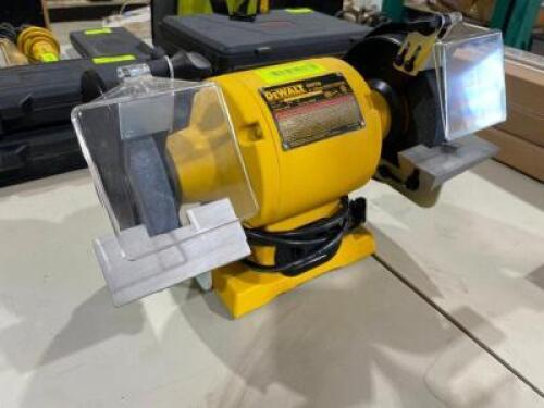 DESCRIPTION: DEWALT 6" DOUBLE END BENCH GRINDER. BRAND/MODEL: DEWALT DW756 INFORMATION: LIKE NEW LOCATION: SHOP QTY: 1