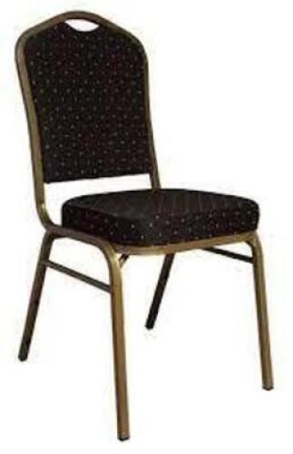 DESCRIPTION: (4) STACKING BANQUET CHAIR BRAND/MODEL: NATIONAL PUBLIC SPEAKING #49VR91 INFORMATION: BLACK AND BRASS RETAIL$: $103.79 EA QTY: 4