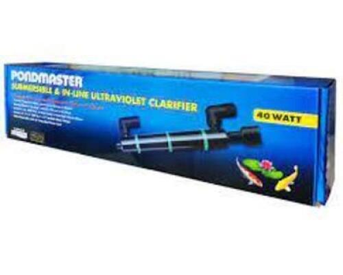 DESCRIPTION: (1) SUBMERSIBLE AND INLINE ULTRAVIOLET CLARIFIER BRAND/MODEL: PONDMASTER #02920 INFORMATION: BLACK RETAIL$: $287.99 EA QTY: 1