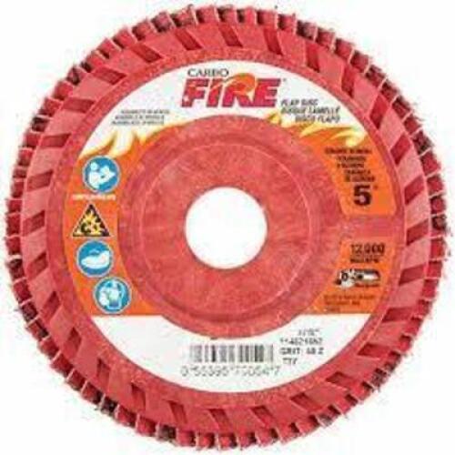 DESCRIPTION: (1) BOX OF (4) TRIMMABLE FLAP DISK BRAND/MODEL: CARBO FIRE #26218 RETAIL$: $12.02 EA SIZE: 4-1/2" X 5/8-11 QTY: 1