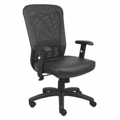 DESCRIPTION: (1) EXECUTIVE MESH BACK OFFICE CHAIR WITH ARMS BRAND/MODEL: GRAINGER #452R25 INFORMATION: BLACK LEATHER RETAIL$: $206.27 EA SIZE: 275 LB