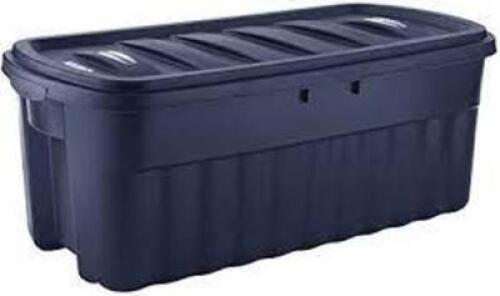 DESCRIPTION: (2) STORAGE TOTE WITH LID BRAND/MODEL: RUBBERMAID ROUGHNECK INFORMATION: BLUE RETAIL$: $50.00 EA SIZE: 10 GALLONS QTY: 2