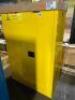 DESCRIPTION (1) EAGLE FLAMMABLE LIQUID CABINET BRAND/MODEL 4510X ADDITIONAL INFORMATION 2-SHELVES/YELLOW/SELF-CLOSE/RETAILS AT $1,065.00 SIZE 43"W X 1 - 3