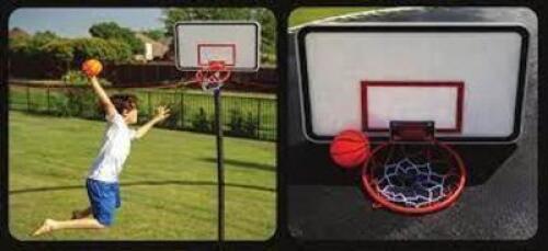 DESCRIPTION: (1) UNIVERSAL ADJUSTABLE TRAMPOLINE BASKETBALL HOOP BRAND/MODEL: JUMPKING RETAIL$: $40.00 EA QTY: 1