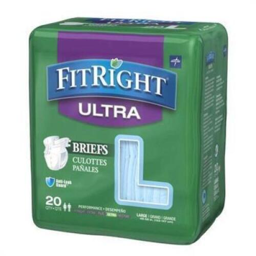 (4) - 20 CT. PACKS OF MEDLINE FITRIGHT ULTRA ADULT BRIEFS