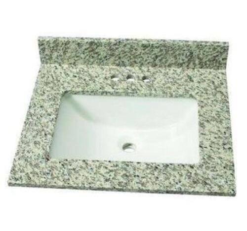25 IN. W GRANITE SINGLE SINK VANITY TOP IN BLANCO PERLA WITH WHITE SINK
