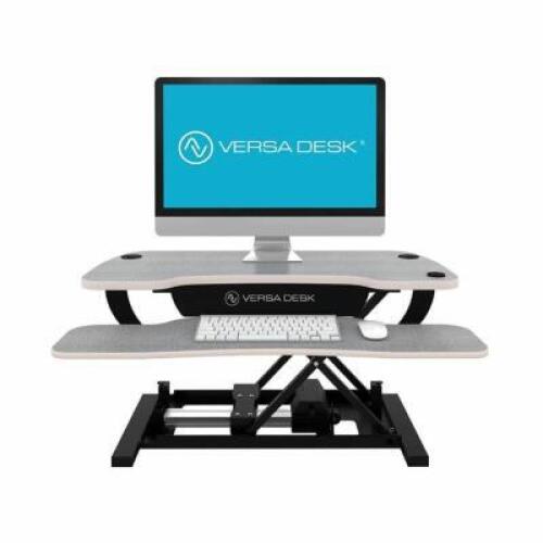 VERSADESK POWER PRO - 36" ELECTRIC HEIGHT ADJUSTABLE STANDING DESK RISER. POWER SIT TO STAND DESKTOP CONVERTER WITH KEYBOARD TRAY