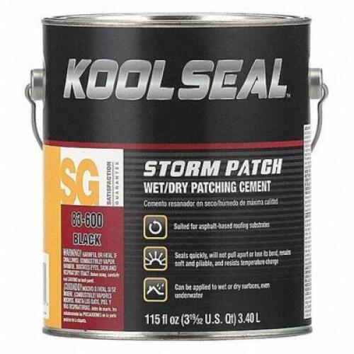 DESCRIPTION: (2) STORM PATCH ROOF REPAIR BRAND/MODEL: KOOL SEAL #36MV68 INFORMATION: BLACK RETAIL$: $25.85 EA SIZE: 1 GALLON QTY: 2