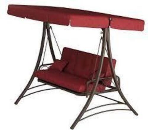 DESCRIPTION: (1) 3-PERSON DAYBED SWING BRAND/MODEL: MAINSTAYS INFORMATION: CALLIMONT RED RETAIL$: $399.99 EA QTY: 1