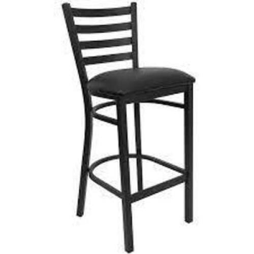 DESCRIPTION: (2) BAR STOOL WITH METAL LADDER BACK VINYL SEAT BRAND/MODEL: KATOM #XU-DG-697B-BAR-GG INFORMATION: BLACK RETAIL$: 149.44 EA QTY: 2